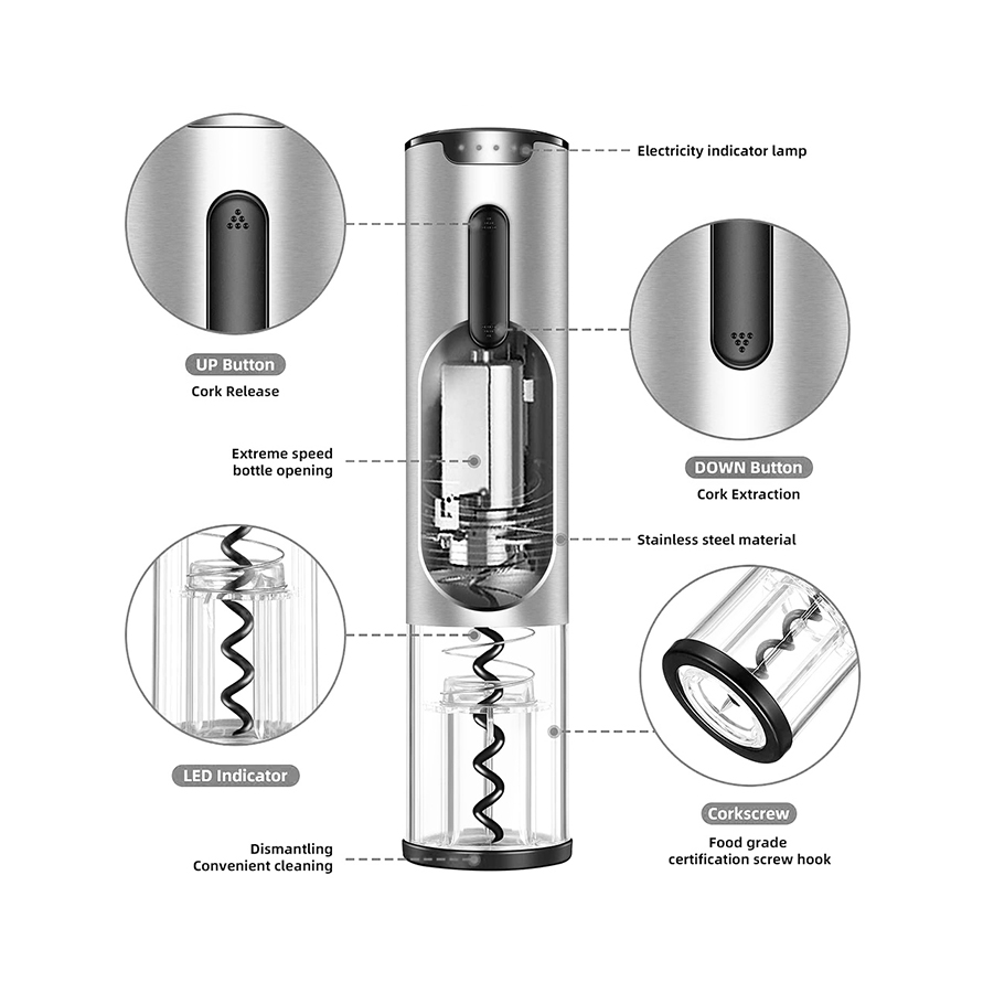 Automatic Electric Wine Opener With Visual LED Power Indicators